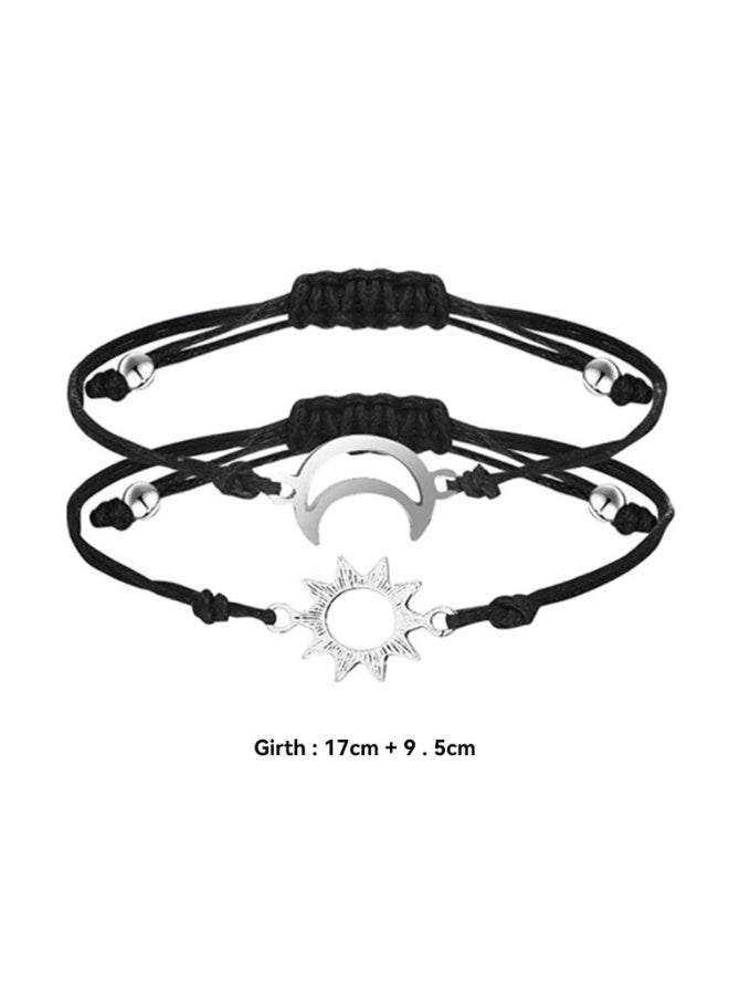 JZS Best Friend Bracelets for 2 Matching Yin Yang Adjustable Cord Bracelet for BFF Friendship Relationship Handmade Braided Bracelets Boyfriend Girlfriend Valentines Gift - Image 2