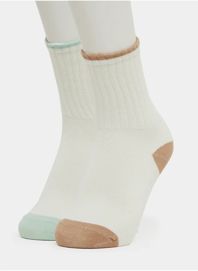 ستايلي Set of 2 - Color Block Crew Socks
