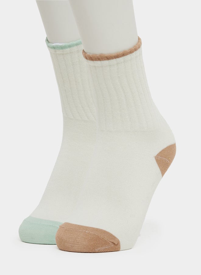 Styli Set of 2 - Color Block Crew Socks - Image 1