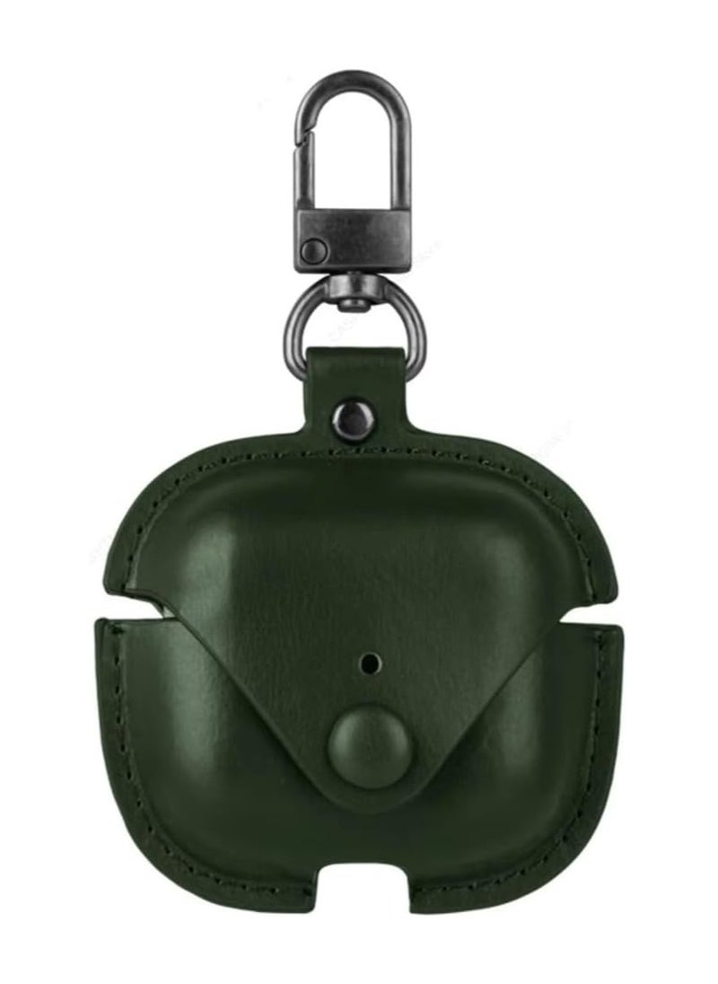 Airpods 4 Protective Case Leather material Protective Cover with Keychain Visible & Supports Wireless Charging Accessrioes for Airpods 4 Case (Green) 