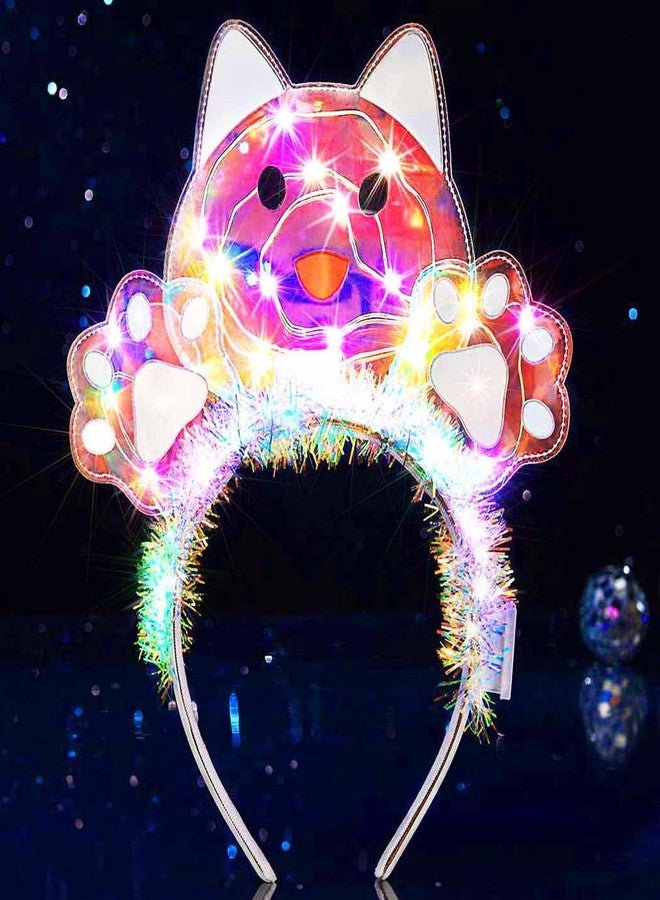 GENBREE Light Up Animal Headband Glowing Cat Hair Band Led Fox Headpiece Dog Festival Party Costume Hair Accessories for Women (C-Dog, One Size) - Image 1