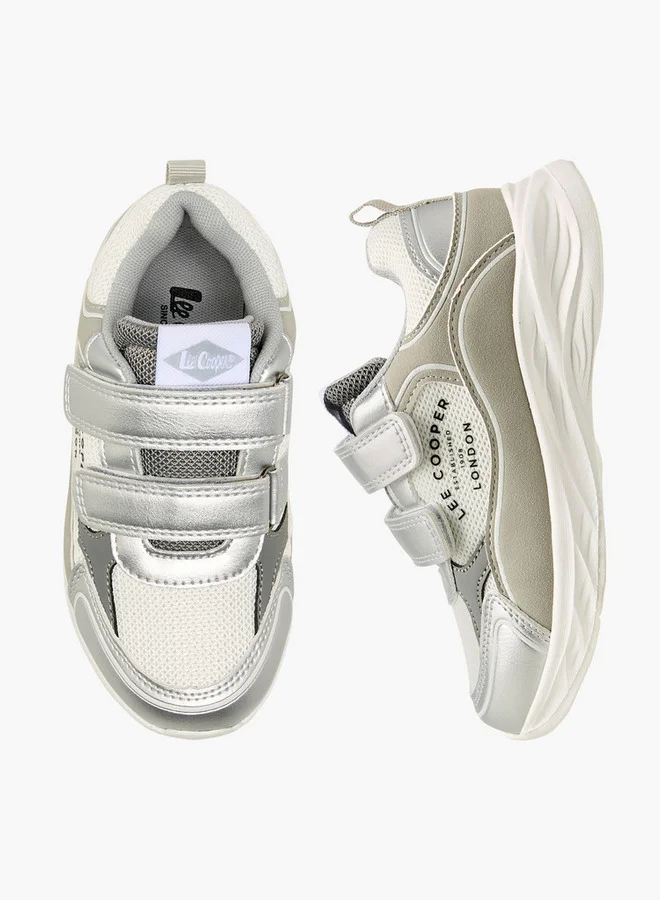 Lee Cooper Girls' Panelled Sneakers with Hook and Loop Closure