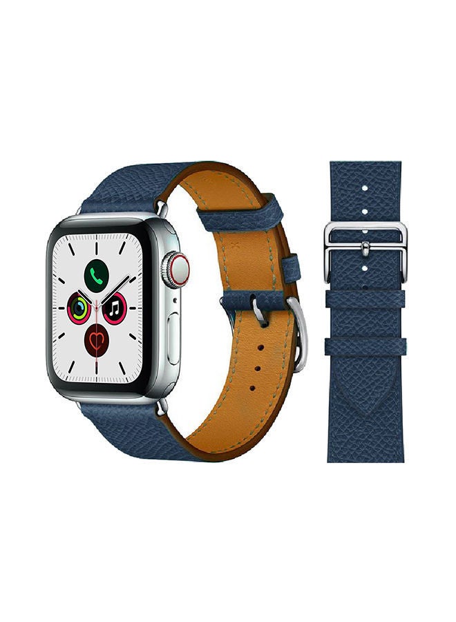 NIBEMINENT Genuine Leather Replacement Band For Apple Watch Series 5/4/3/2/1 Royal Blue - Image 1