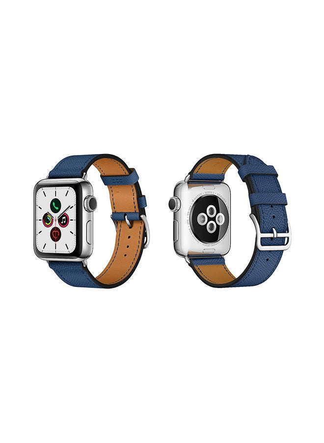 NIBEMINENT Genuine Leather Replacement Band For Apple Watch Series 5/4/3/2/1 Royal Blue - Image 2