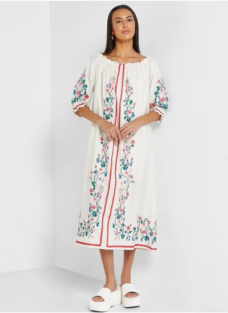 GANT Embroidered Floral Printed Dress