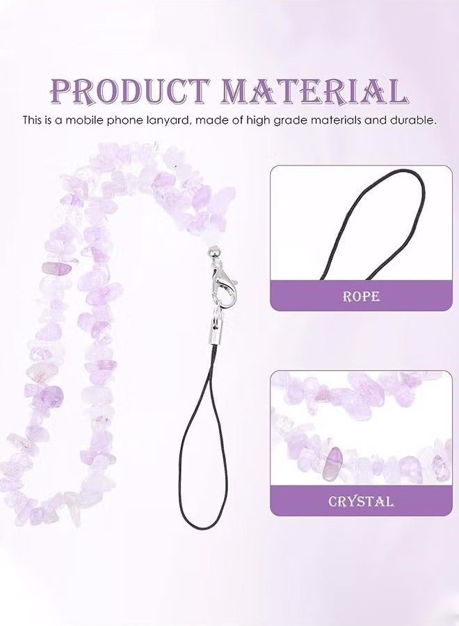 2 pieces women's mobile phone charms/chain straps, handmade good luck gemstone phone case lanyard wristband, keychain natural gemstone charm - Image 3