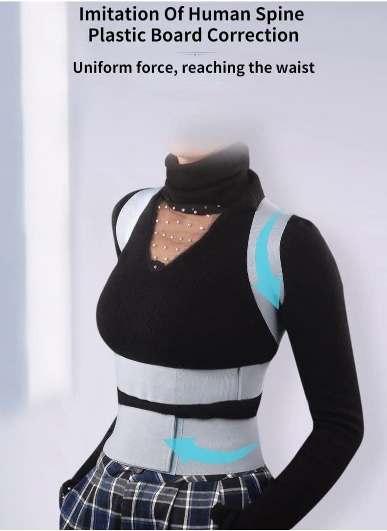 RATSAW Posture Corrector Invisible Hunchback Straightener Back Waist Brace Lumbar Spine Support Belt Shoulder Medical Therapy Support Poor Posture Correction Belt Grey L  - Image 5