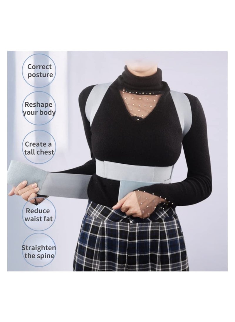 RATSAW Posture Corrector Invisible Hunchback Straightener Back Waist Brace Lumbar Spine Support Belt Shoulder Medical Therapy Support Poor Posture Correction Belt Grey L  - Image 2