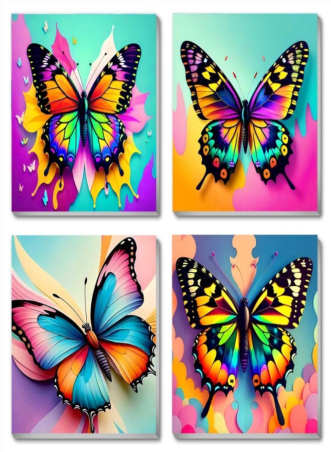 Fotasmua 4 Pack Paint by Numbers Kit for Kids, Butterfly Color by Number Painting Kits for Kids Ages 8-12 Butterfly Paint by Numbers with Framed Canvas Children DIY Paints by Number Kits for Beginners 8x8 Inch - Image 1