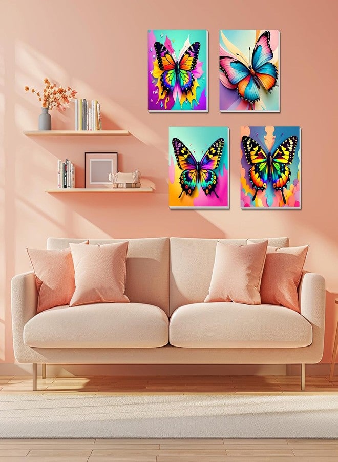 Fotasmua 4 Pack Paint by Numbers Kit for Kids, Butterfly Color by Number Painting Kits for Kids Ages 8-12 Butterfly Paint by Numbers with Framed Canvas Children DIY Paints by Number Kits for Beginners 8x8 Inch - Image 2
