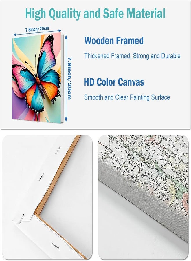 Fotasmua 4 Pack Paint by Numbers Kit for Kids, Butterfly Color by Number Painting Kits for Kids Ages 8-12 Butterfly Paint by Numbers with Framed Canvas Children DIY Paints by Number Kits for Beginners 8x8 Inch - Image 4