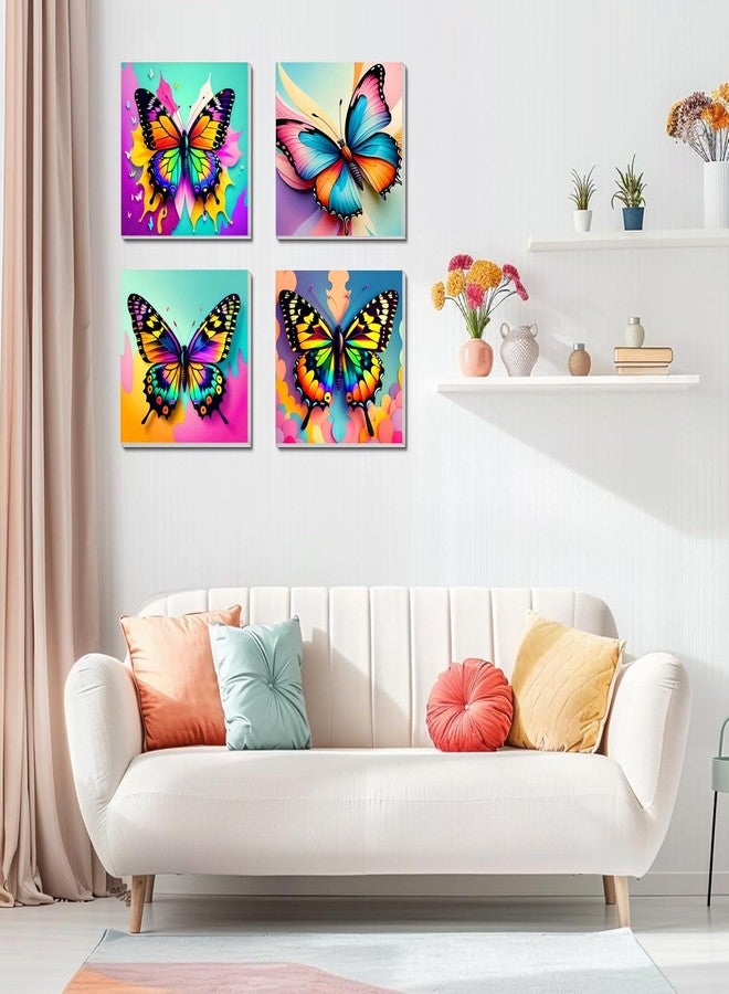Fotasmua 4 Pack Paint by Numbers Kit for Kids, Butterfly Color by Number Painting Kits for Kids Ages 8-12 Butterfly Paint by Numbers with Framed Canvas Children DIY Paints by Number Kits for Beginners 8x8 Inch - Image 3