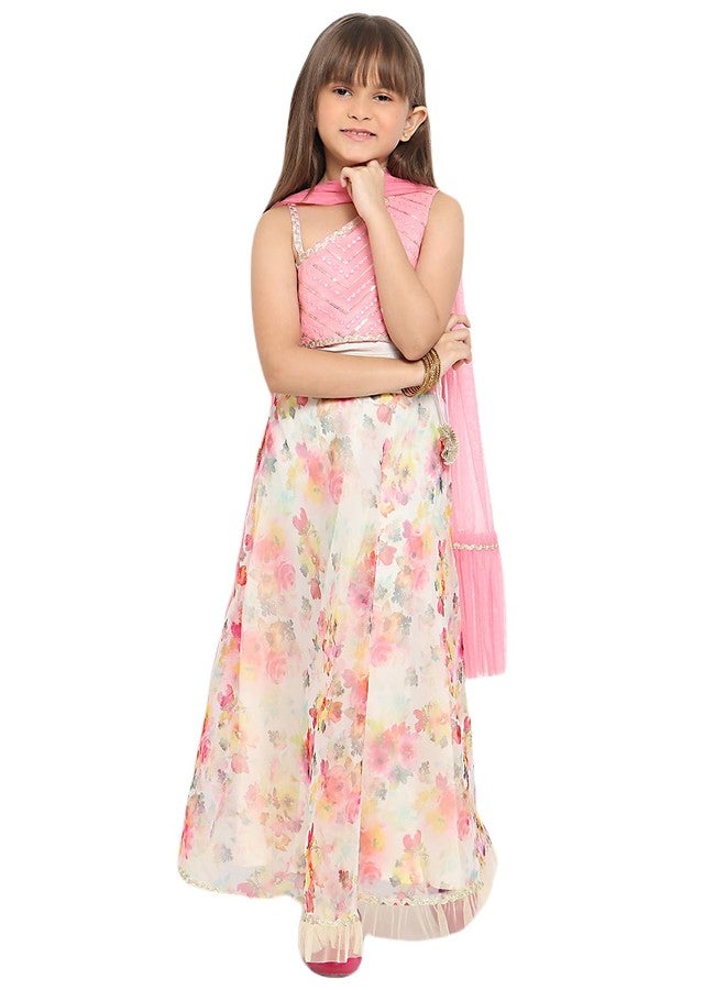 Nautinati Nauti Nati Girls Embellished Sequinned Ready to Wear Lehenga Blouse With Dupatta - Image 1