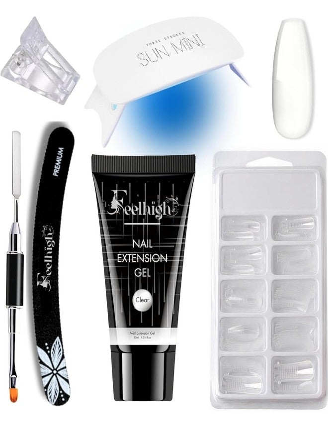 FEELHIGH مجموعة فيلهاي 6 في 1 لتطويل الأظافر باستخدام جل البولي، تتضمن: أطراف أظافر (100 طرف)، أنبوب جل بولي، مصباح صغير للأشعة فوق البنفسجية/LED، مشبك أظافر، قلم فرشاة مزدوج، مبرد أظافر. (أبيض) - Image 2