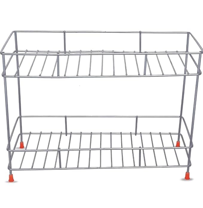 Cri8Hub Heavy Stainless Steel Kitchen Rack, Kitchen Organizer and Space Saver, Counter top Stand 2-Tier Trolley Basket for Boxes Utensils Dishes Plates for Home(Spice Rack), Free Standing, Step Shelf - Image 5