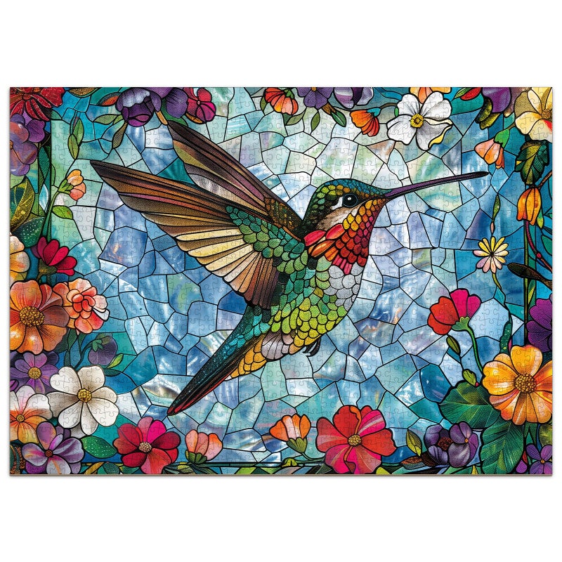 AEEKDOOK Stained Glass Hummingbird Puzzles for Adults 1000 Pieces Impossible Hard Puzzles for Adults Art Jigsaw Puzzles 1000 Pieces as Wall Decor - Image 3
