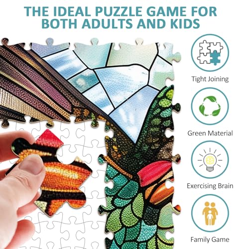AEEKDOOK Stained Glass Hummingbird Puzzles for Adults 1000 Pieces Impossible Hard Puzzles for Adults Art Jigsaw Puzzles 1000 Pieces as Wall Decor - Image 5