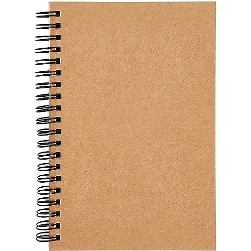 Paper Junkie 4 Pack Spiral Notebook Graph Paper, Small Graph Notebook with Kraft Cover, 5x7 inch, 50 Sheets Each, A5 Grid Notebooks for Sketching, Designing, Note-Taking, Brown Spiral Bound Journals - Image 4