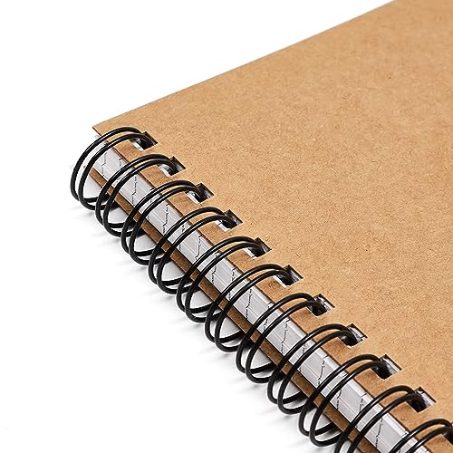 Paper Junkie 4 Pack Spiral Notebook Graph Paper, Small Graph Notebook with Kraft Cover, 5x7 inch, 50 Sheets Each, A5 Grid Notebooks for Sketching, Designing, Note-Taking, Brown Spiral Bound Journals - Image 5