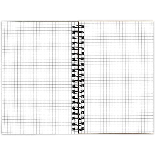 Paper Junkie 4 Pack Spiral Notebook Graph Paper, Small Graph Notebook with Kraft Cover, 5x7 inch, 50 Sheets Each, A5 Grid Notebooks for Sketching, Designing, Note-Taking, Brown Spiral Bound Journals - Image 3