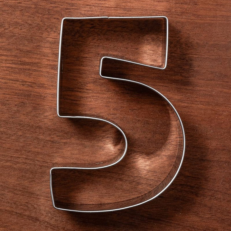 LILIAO Number 5 Cookie Fondant Biscuit Cutter for Birthday/Anniversary/Special Day - 2.6 x 3.6 inches - Stainless Steel - Image 2