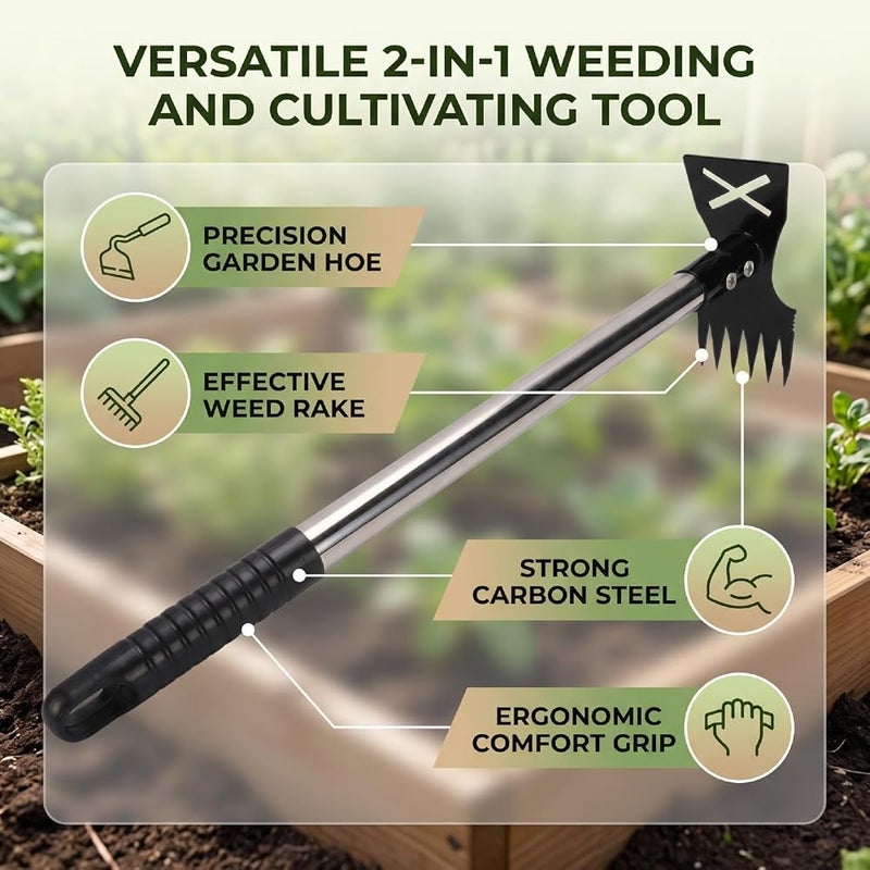 TOPINCN Carbon Steel Weeds Puller Tool Portable Garden Weeder Tool for Yard Lawn - Image 3