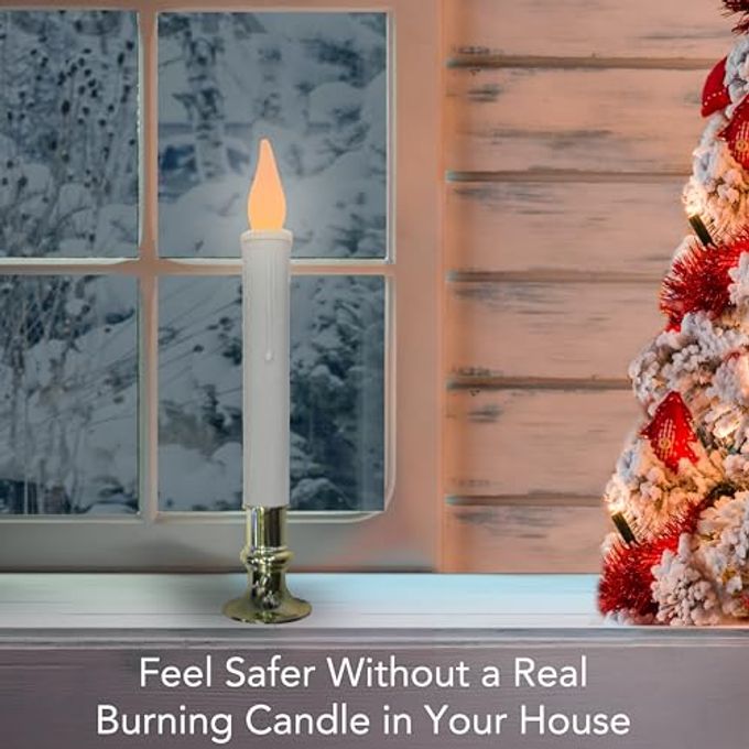 Brite Star Battery Operated 9-inch LED Candles 6 Count Flickering Flameless Candles with Timer Perfect for Home Dcor, White - Image 3