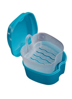 Generic 2 Pack Colors Denture Bath Case Cup Box Holder Storage Soak Container with Strainer Basket for Travel Cleaning  - Image 2