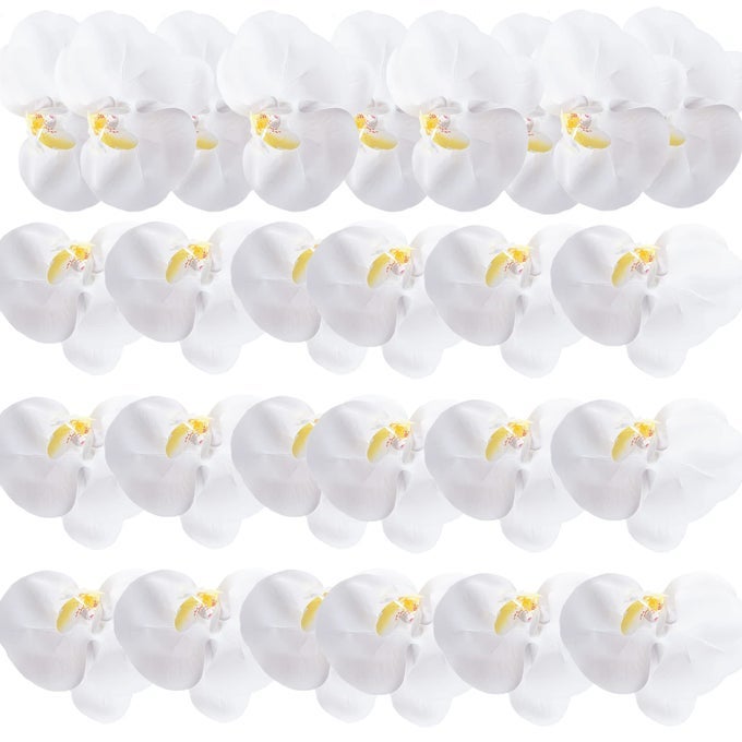 24 Pcs Orchid Decorations Real Touch PU Artificial Flowers Orchid Heads Fake Phalaenopsis Flower Heads for DIY Craft Home Wedding Decoration