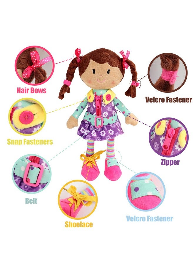 Snuggle Stuffs Sugar Snap Plush Learn to Dress Doll for Toddlers - 15" - for 2 Year Old Girl - Montessori - Image 2