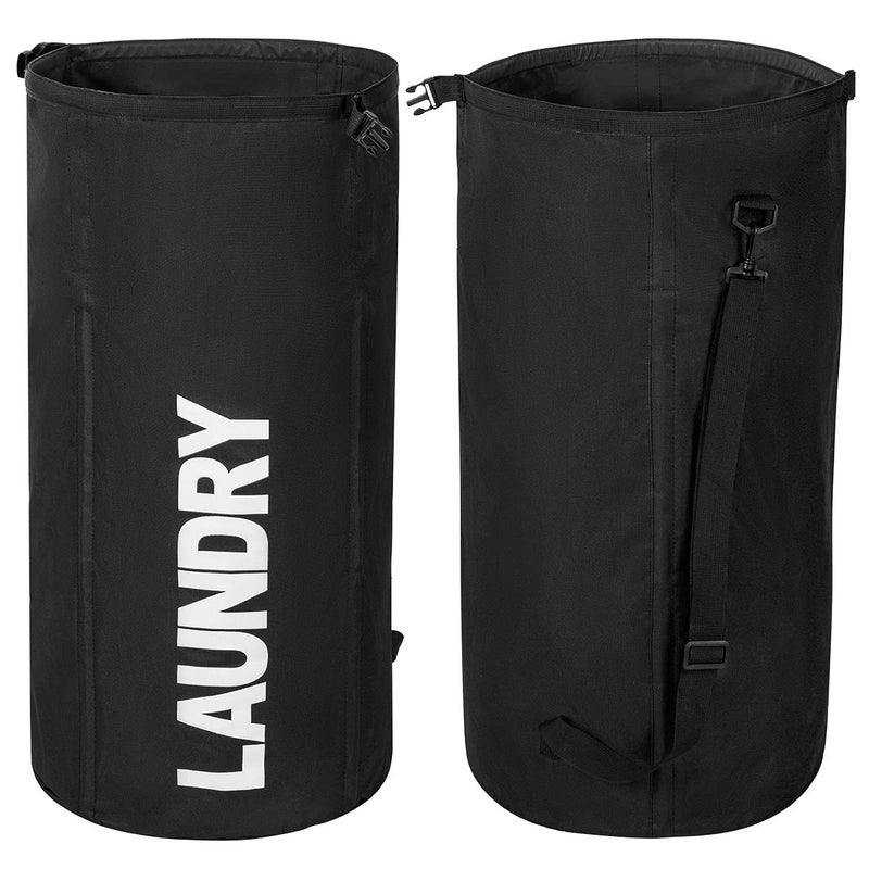 WOWLIVE WOWLIVE Extra Large Foldable Laundry Bag Laundry Basket Collapsible Laundry Hamper Backpack Dirty Clothes Hamper Standing Waterproof Hampers for Dorm Room Black