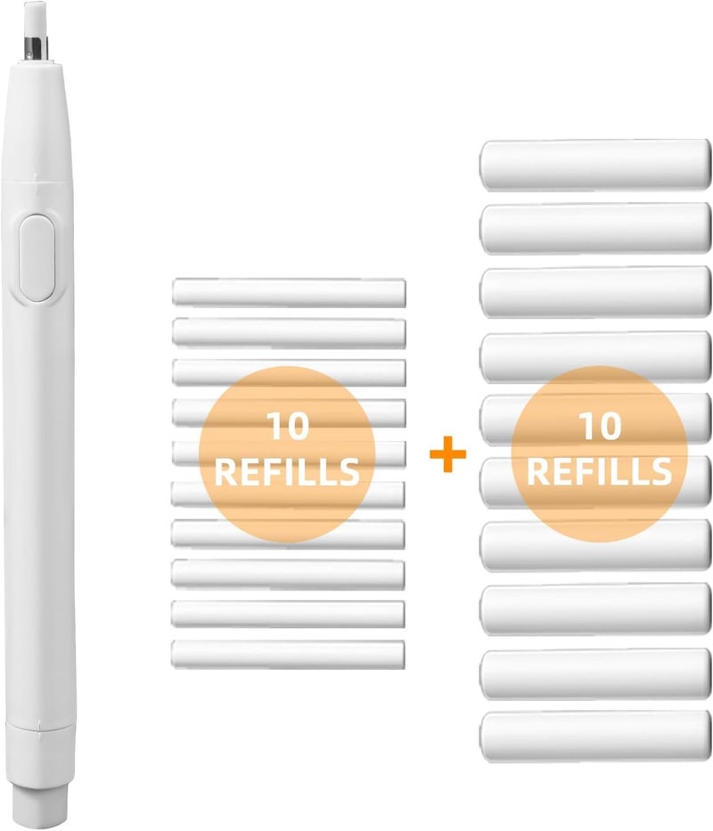 Excefore Battery Operated Electric Eraser for Artists | Portable Automatic Precision Eraser Kit with 20 Refills | Fine Detail Drawing & Sketch Pencil Tool for Art, Crafts, Technical Drawing (White) - Image 2