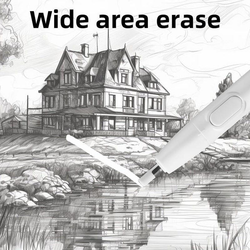 Excefore Battery Operated Electric Eraser for Artists | Portable Automatic Precision Eraser Kit with 20 Refills | Fine Detail Drawing & Sketch Pencil Tool for Art, Crafts, Technical Drawing (White) - Image 3