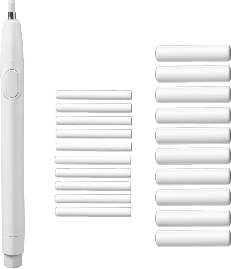 Excefore Battery Operated Electric Eraser for Artists | Portable Automatic Precision Eraser Kit with 20 Refills | Fine Detail Drawing & Sketch Pencil Tool for Art, Crafts, Technical Drawing (White) - Image 1