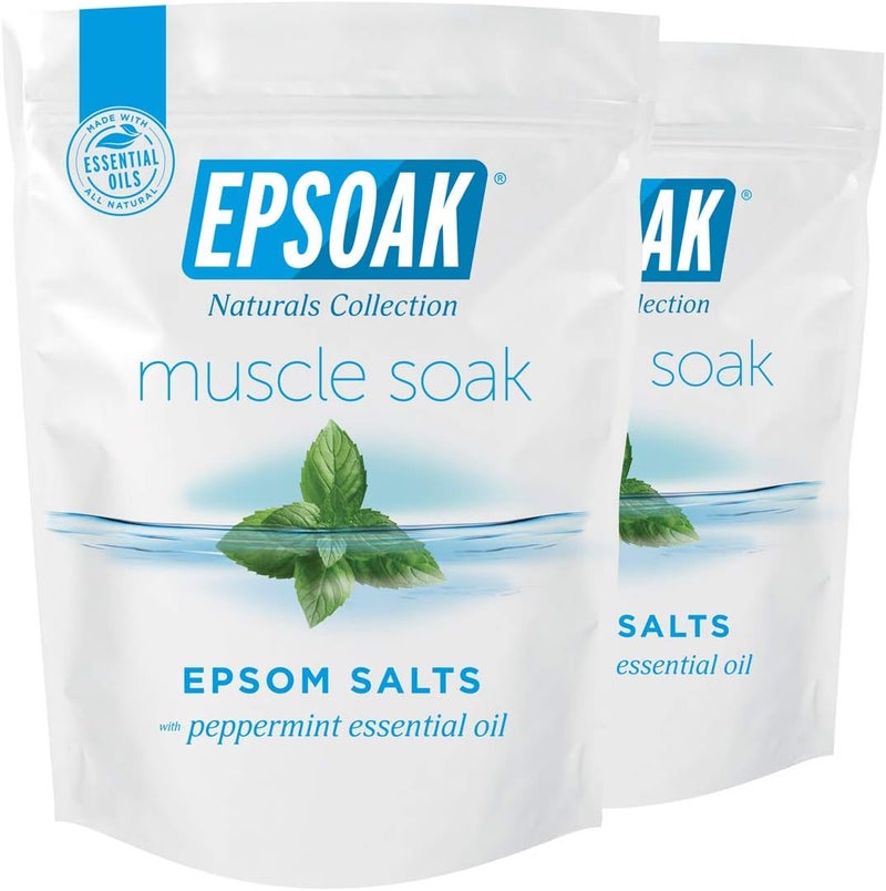Epsoak Muscle Soak 4 lbs  Speed Muscle Recovery Soothe Aching Muscles and Reduce Inflammation with Epsom Salt  Premium Eucalyptus  Peppermint Essential Oils Qty 2 x 2 lb Bags