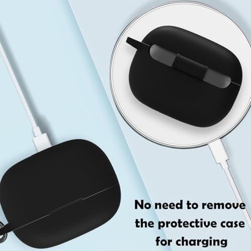 LIRAMARK Silicone Cover Case with Carabiner Compatible with Realme Buds T310 / Realme Buds N1 (Black) - Image 4