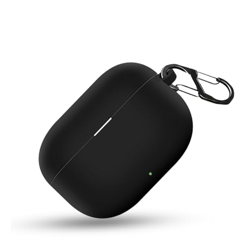 LIRAMARK Silicone Cover Case with Carabiner Compatible with Realme Buds T310 / Realme Buds N1 (Black) - Image 1