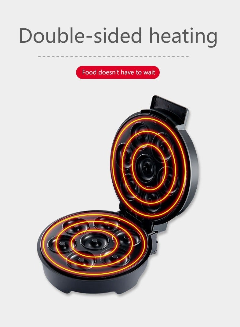 آر إيه أف آلة صنع الدونات الكهربائية الصغيرة للمنزل، تسخين مزدوج الجوانب يصنع 7 قطع دونات مع سطح غير لاصق، سهل التنظيف - Image 2