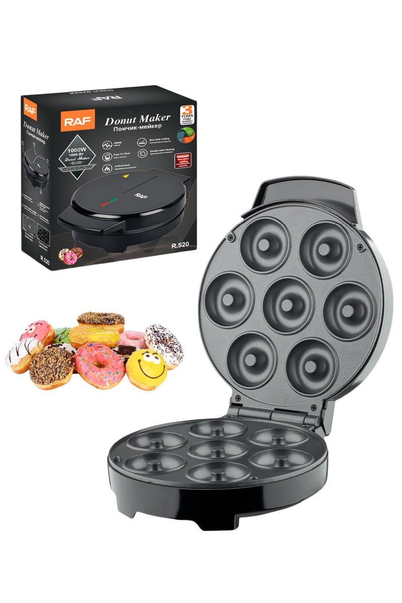 آر إيه أف آلة صنع الدونات الكهربائية الصغيرة للمنزل، تسخين مزدوج الجوانب يصنع 7 قطع دونات مع سطح غير لاصق، سهل التنظيف - Image 1