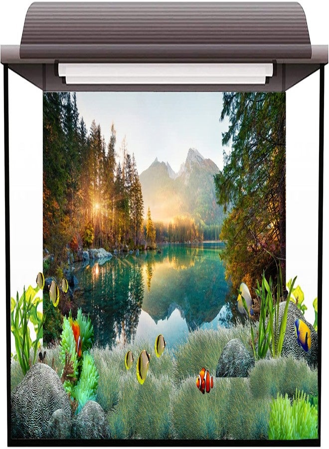 AWERT 36x18 inches Nature Landscape Aquarium Background River Mountain Autumn Scenery Fish Tank Background Vinyl Background - Image 2