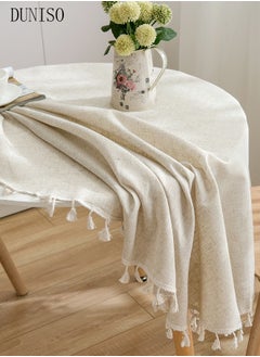 DUNISO Tassel Cotton Linen Tablecloth Round Table cloth For Dinning Room Restaurant Party And Kitchen 120cm  - Image 4