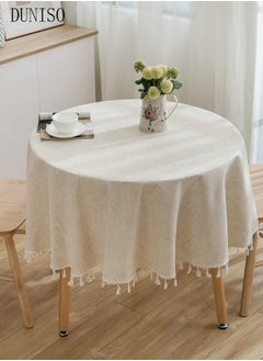 DUNISO Tassel Cotton Linen Tablecloth Round Table cloth For Dinning Room Restaurant Party And Kitchen 120cm  - Image 2