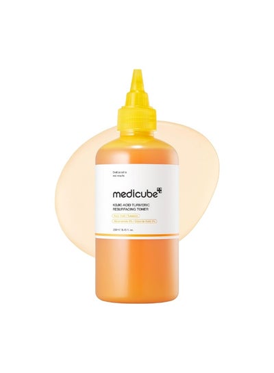 Medicube Kojic Acid & Turmeric Brightening Toner (250ml) for Dark Spots and Uneven Skin Tone, Exfoliating Liquid Toner for Hyperpigmentation, Sun Spots & Acne Marks, Gentle Clarifying Toner for Radiant Glowing Skin