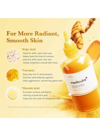 Kojic Acid & Turmeric Brightening Toner (250ml) for Dark Spots and Uneven Skin Tone, Exfoliating Liquid Toner for Hyperpigmentation, Sun Spots & Acne Marks, Gentle Clarifying Toner for Radiant Glowing Skin - view 3