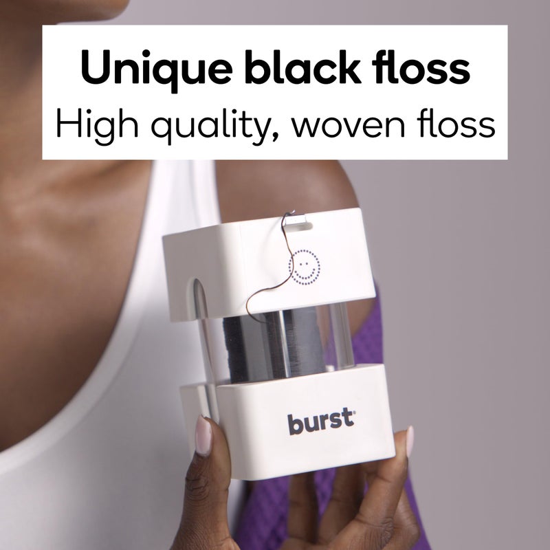 BURST Big Dental Floss Dispenser (273 Yards, XL Spool) | Mint Eucalyptus | Stain Absorbing & Woven Expanding Dental Floss with Xylitol Coating to Fight Cavities | Vegan | Paraben Free Tooth Floss - Image 2