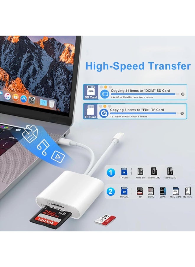 MOSH SD Card Reader for iPhone [Apple MFi Certified] 2 in 2 SD Card Adapter USB C Lightning to SD/Micro SD, Dual Slot Memory Card Reader for iPhone16 15/iPad/Samsung/Camera/SDHC/SDXC - Image 5