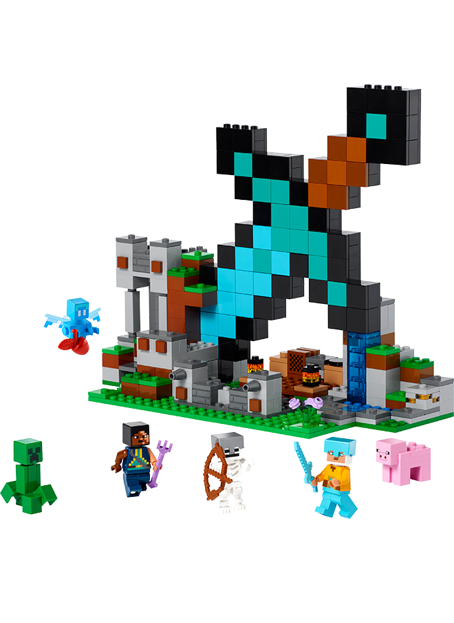 LEGO Minecraft The Sword Outpost Building Toy Set With A Sentinel Soldier, Guardian Warrior, Allay, Skeleton, Creeper And A Pig; Includes A Jukebox And A Record To ‘Play’; For Kids Aged 8+ (427 Pieces) 21244