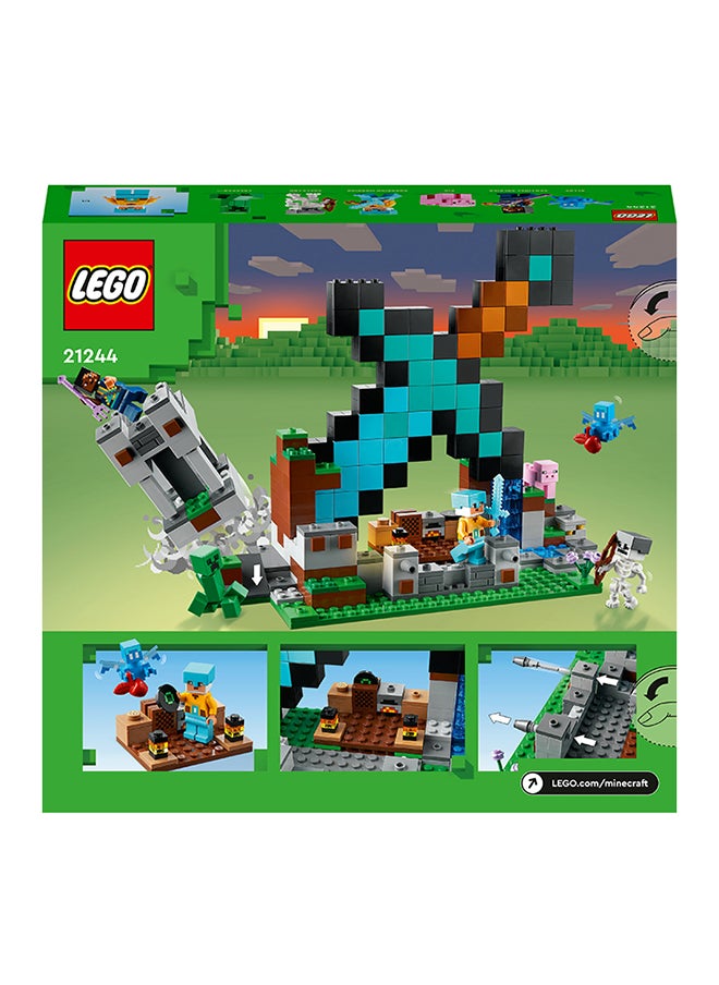 LEGO - Minecraft The Sword Outpost Building Toy Set With A Sentinel Soldier, Guardian Warrior, Allay, Skeleton, Creeper And A Pig; Includes A Jukebox And A Record To ‘Play’; For Kids Aged 8+ (427 Pieces) 21244 - Image 1