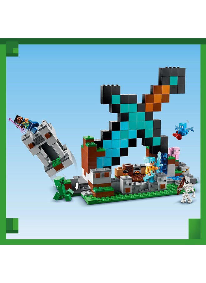 LEGO - Minecraft The Sword Outpost Building Toy Set With A Sentinel Soldier, Guardian Warrior, Allay, Skeleton, Creeper And A Pig; Includes A Jukebox And A Record To ‘Play’; For Kids Aged 8+ (427 Pieces) 21244 - Image 1