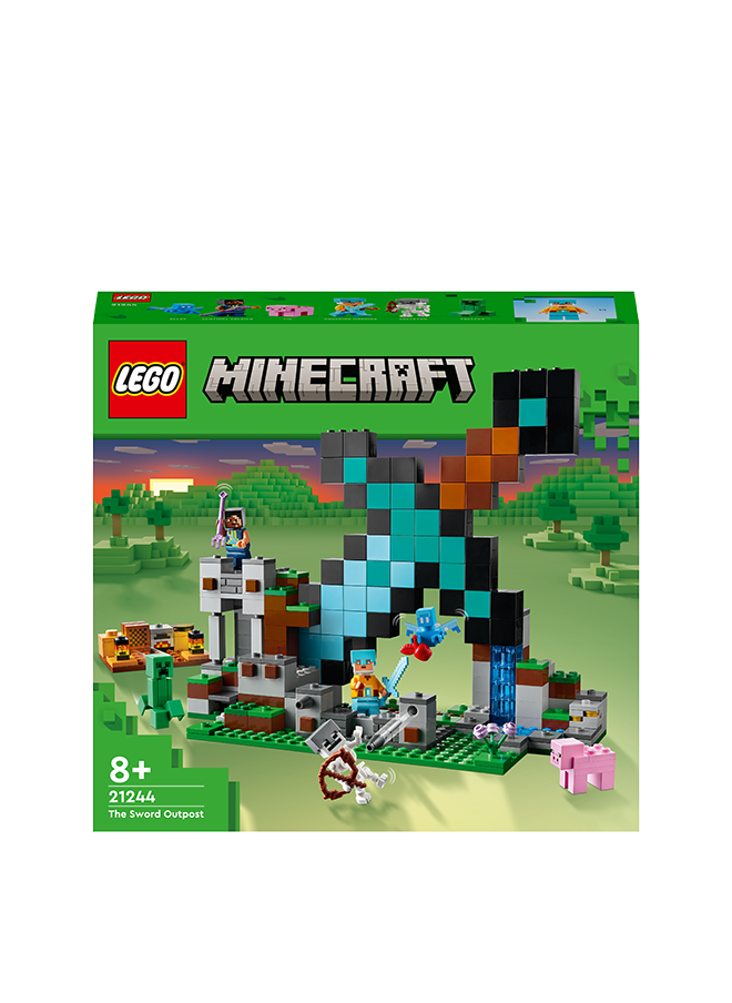 LEGO Minecraft The Sword Outpost Building Toy Set With A Sentinel Soldier, Guardian Warrior, Allay, Skeleton, Creeper And A Pig; Includes A Jukebox And A Record To ‘Play’; For Kids Aged 8+ (427 Pieces) 21244